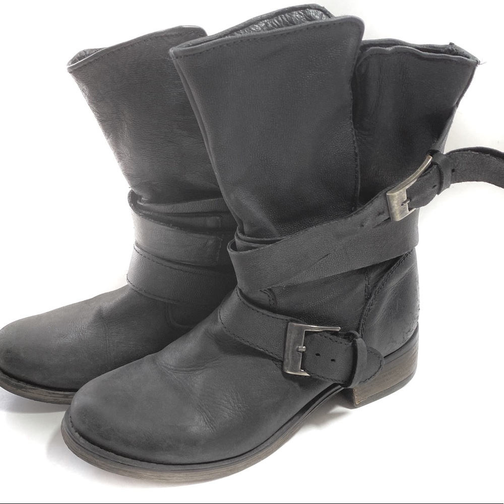 Steve Madden Brewzzer leather Combat Moto Boots (fit like a 7)